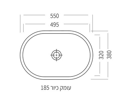 חמת-חרסה כיורי חרס מונחים אובלים ללא חור לברז דגם קפסולה