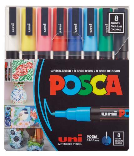 סט 8 מרקר פוסקה UNI POSCA PC 3M 
