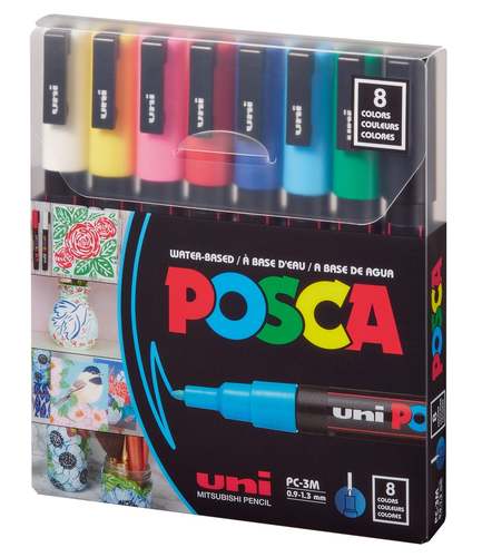 סט 8 מרקר פוסקה UNI POSCA PC 3M 