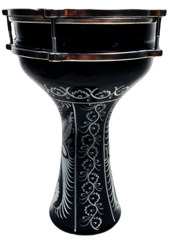 דרבוקה טורקית אלומיניום עם עיטורים מדיום סדרה 15 בצבע שחור TA-GE15 מבית Gdrums