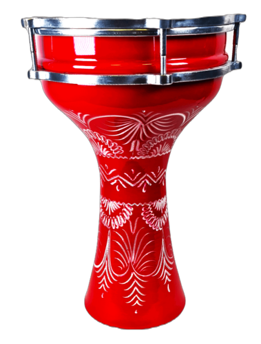 דרבוקה טורקית אלומיניום עם עיטורים מדיום סדרה 15 בצבע אדום TA-GE15 מבית Gdrums