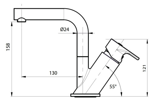 ברז ברבור פיה מסתובבת 305142F16S נירוסטה מוברש PVD סדרת גל (WAVE) כרום חמת