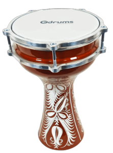 דרבוקה טורקית אלומיניום עם עיטורים מדיום סדרה 15 בצבע חום בהיר TA-GE15 מבית Gdrums