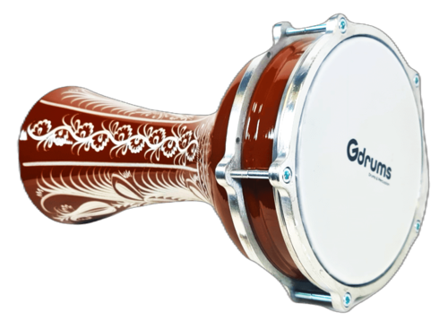 דרבוקה טורקית אלומיניום עם עיטורים מדיום סדרה 15 בצבע חום בהיר TA-GE15 מבית Gdrums