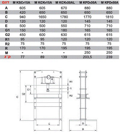 מכבש 50 טון גבוה