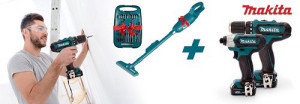 מבצע! סט מברגה+אימפקט+סט ביטים מקדחים+שואב MAKITA!