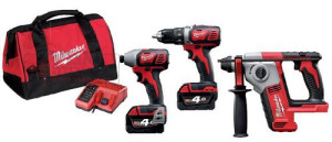 סט 18V נטען זוג מברגות + פטישון קומפקטי כולל 2 סוללות 4A