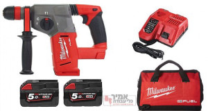 פטישון 26 מ"מ 18V פוטר מתחלף כולל 2 סוללות 5Ah מטען ותיק