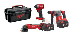 סט 18V FUEL מברגת אימפקט + פטישון נטען 26 + משחזת זווית "4.5 כולל 2 סוללות 5A