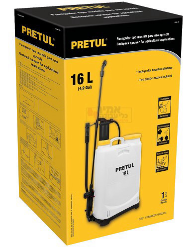 מרסס גב 16 ליטר צינור פלסטי PRETUL