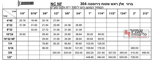 בורג אלן עם ראש שטוח NF נירוסטה 304