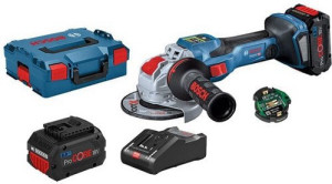 משחזת זווית נטענת 3,400-11,000 סל"ד 18V כולל 2 סוללות Procore 8.0Ah + מזוודתBOSCH LBOXX