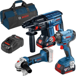 סט 3 כלים ליתיום Professional 18V- Li + תיק נשיאה + 2 סוללות 6.0AH + מטען