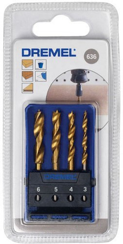 סט 4 מקדחים לעץ 636 דרמל תוצרת Dremel