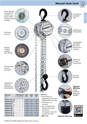 גלגלת הרמה ידנית שרשרת פלשינצוק כרום 10 טון גובה *לפי דרישת לקוח תוצרת גרמנית