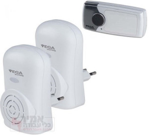 זוג פעמונים מוארים חשמליים + לחצן אלחוטי VEGA ארכה