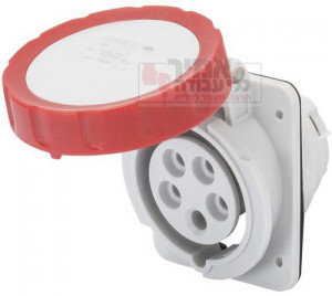 שקע ללוח תלת - פאזי מוגן מים 63A - חיבור ברגים GEWISS ארכה