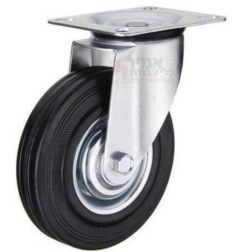 גלגל גומי 5 שחור פלטה מסתובבת לעומס 100 קג