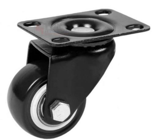 גלגל ניילון 2 שחור כולל פלטה מסתובבת לעומס 50 קג