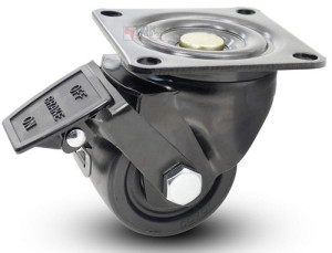 גלגל כפול "2 ניילון שחור כולל פלטה מסתובבת ומעצור לעומס 250 ק"ג