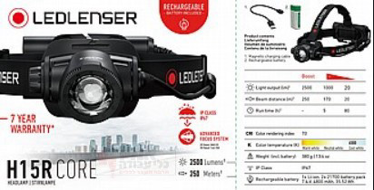 פנס ראש לד לנסר 2500 לומנס H15R core