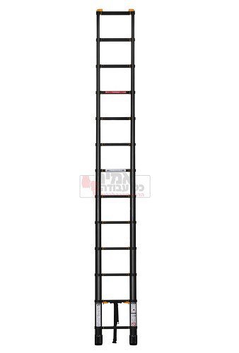 סולם אלומיניום שחור טלסקופי יחיד 2.60 מטר מאושר מכון תקנים הישראלי