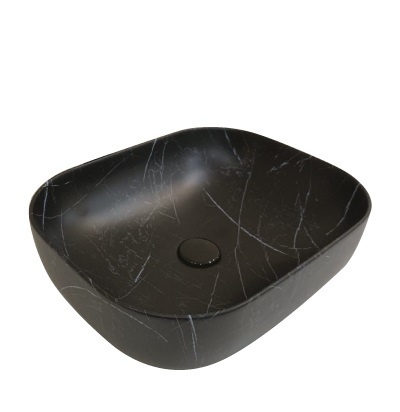 כיור חרס מונח מליבו מרבל שחור מט 50X40 סמ