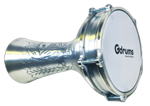 דרבוקה טורקית אלומיניום עם עיטורים גודל מדיום סדרה 15 בצבע כסף מעוטר TA-GRSW15 מבית Gdrums