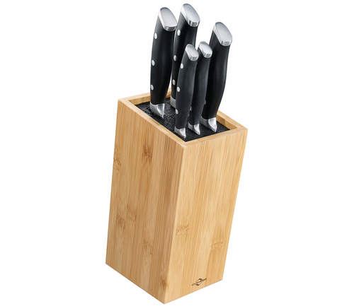 בלוק עץ משופע עם 6 סכינים knife block