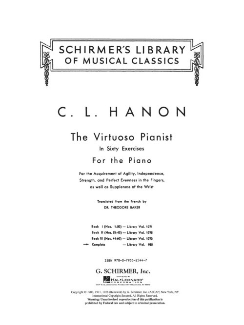 ספר תווים Hanon: The Virtuoso Pianist In 60 Exercises For The Piano