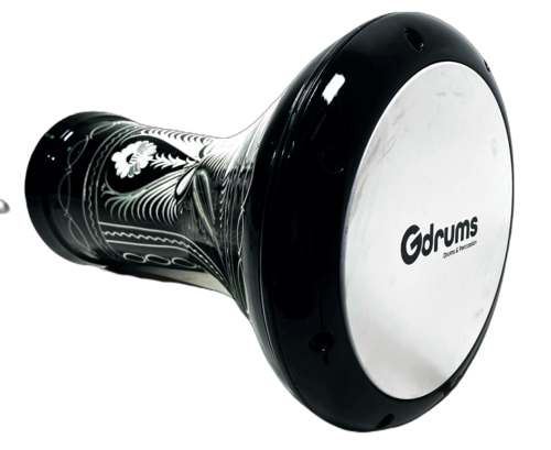דרבוקה טורקית אלומיניום עם עיטורים EA-GE17 בצבע שחור מבית Gdrums