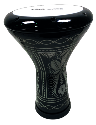 דרבוקה טורקית אלומיניום עם עיטורים EA-GE17 בצבע שחור מבית Gdrums