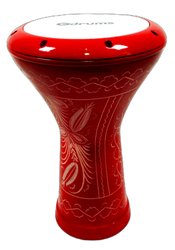 דרבוקה טורקית אלומיניום עם עיטורים EA-GE17 בצבע אדום מבית Gdrums