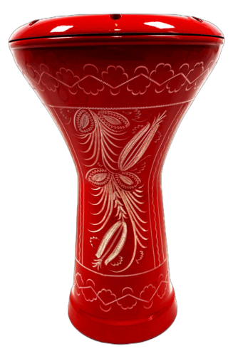 דרבוקה טורקית אלומיניום עם עיטורים EA-GE17 בצבע אדום מבית Gdrums