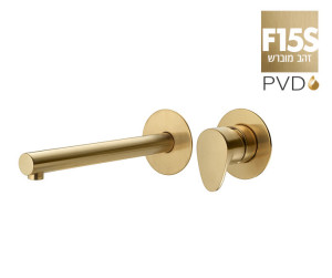 ברז קיר פיה ארוכה 305112F15S זהב מוברש PVD סדרת גל (WAVE) חמת