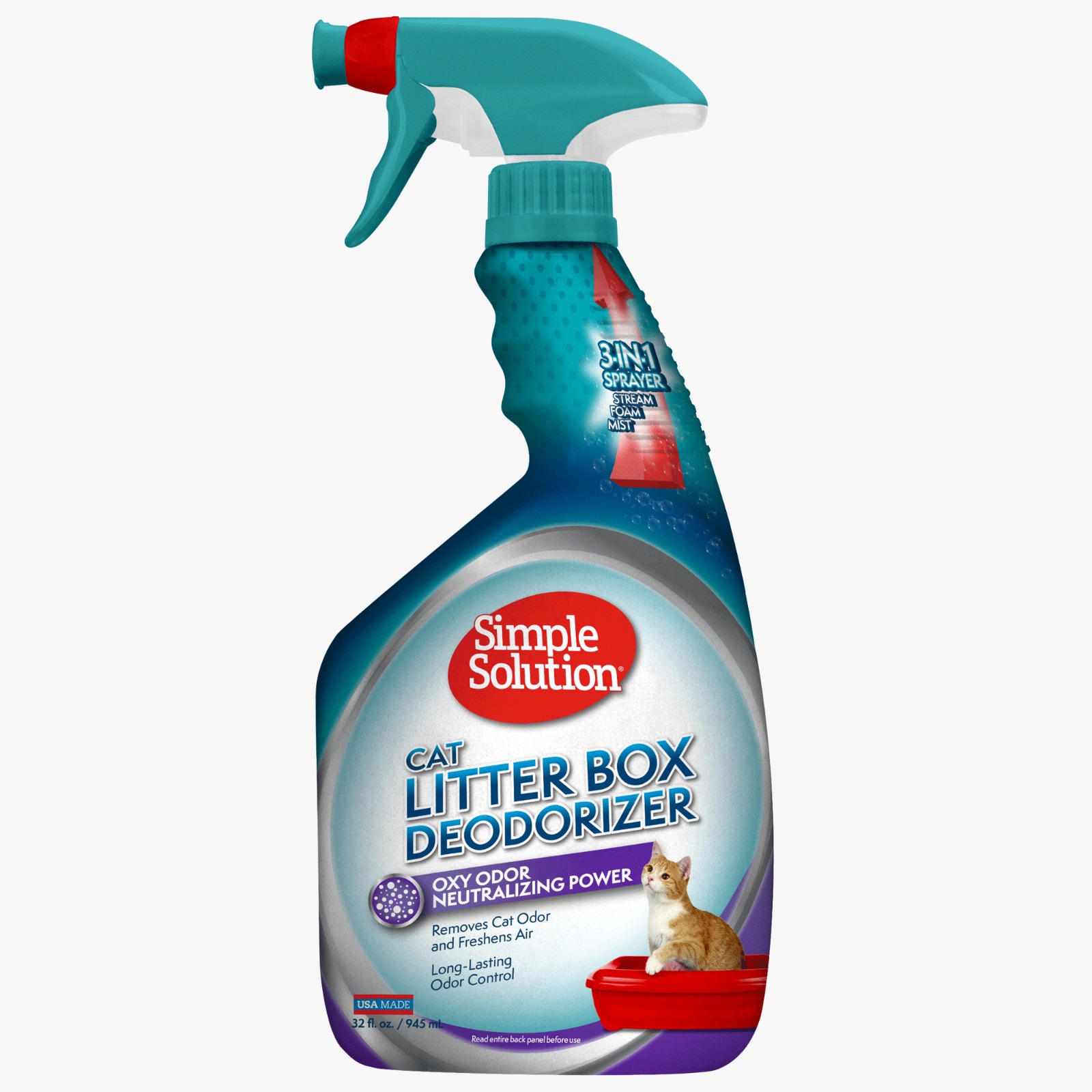 סימפל סולושן מנטרל ריח לארגז חתולים 945 מ"ל Simple Solution Pet Stain and Odor 