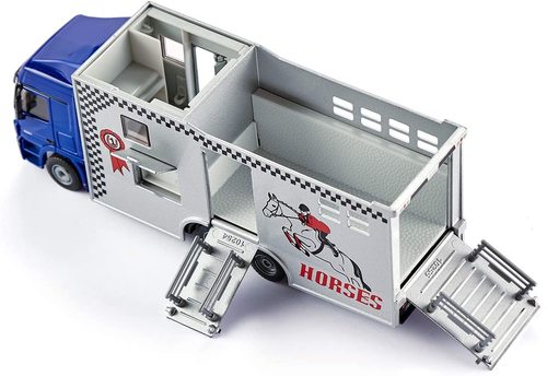 משאית diecast גדולה ממתכת - וולוו להובלת סוסים עם שתי דמויות סוסים 