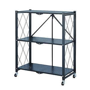 כוננית מדפים | שידת מדפים מתכת ניידים | 3 קומות מתקפלים על גלגלים | D097-3