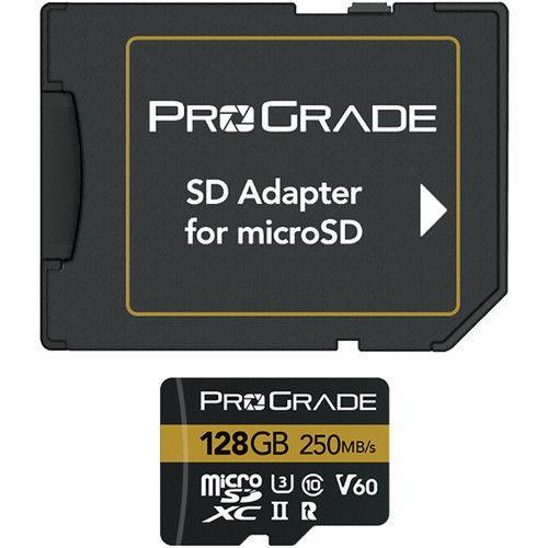 זוג כרטיסי זיכרון ProGrade 128GB micro SDXC UHS-II V60 Gold