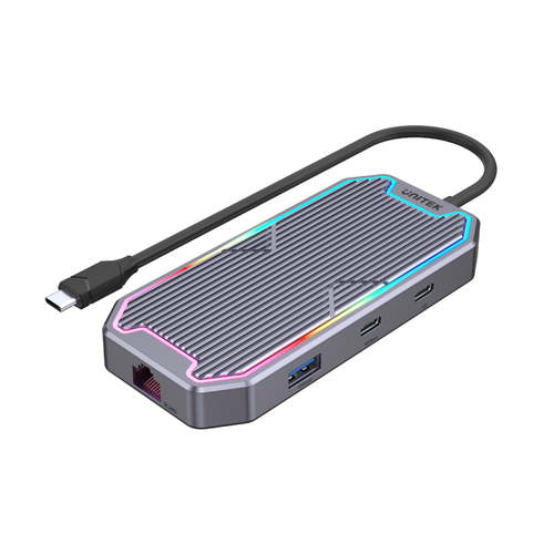 תחנה למחשב נייד UNITEK uHUB S7+ 7-in-1 D1029A RGB