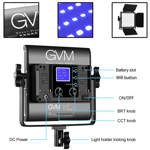 קיט 2 פנסי לד GVM 800D-RGB-2L