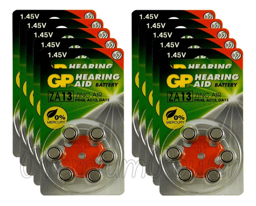 60 סוללות למכשיר שמיעה דגם 13 Gp