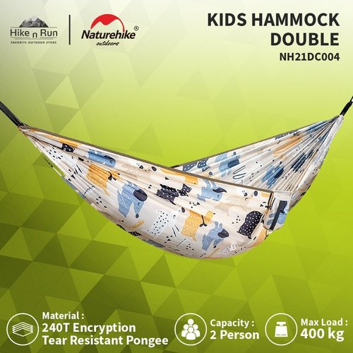 ערסל זוגי מבד מצנח שכיבה מתקפל לקטן NATUREHIKE Super Light Hammock