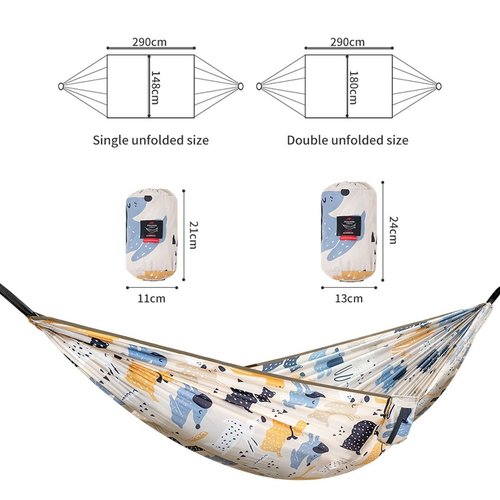 ערסל זוגי מבד מצנח שכיבה מתקפל לקטן NATUREHIKE Super Light Hammock