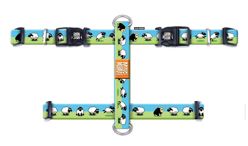 רתמה מקס ומולי מידה M בעיצוב כבשים H-HARNESS - BLACK SHEEP