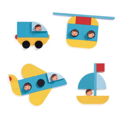  משחק הרכבה כלי תחבורה מעץ - גאו-וורום Djeco