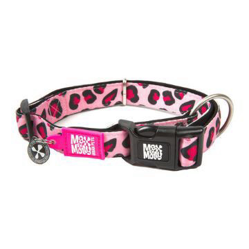  קולר מנומר מידה L מקס ומולי COLLAR - LEOPARD PINK Max & Molly