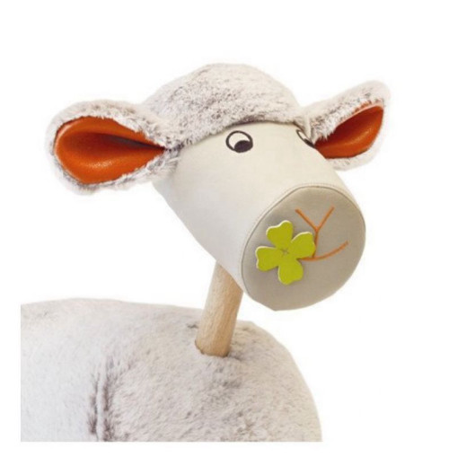 תקריב על ראש הכבשה בסוס נדנדה כבשה (Moulin Roty)