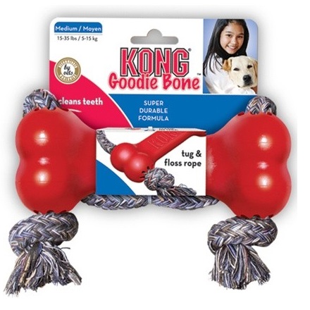 קונג עצם גודיז עם חבל קטנה - Kong goodie bone with rope Small