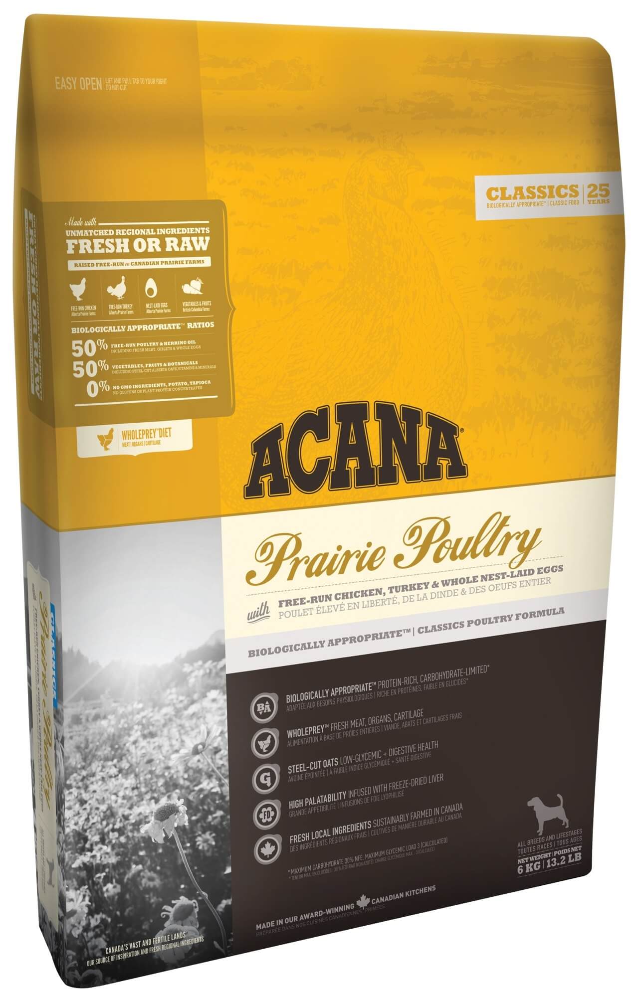אקאנה קלאסיק עוף לכלב בוגר 9.7 Acana Prairie Poultry